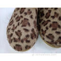 Λεοπάρδαλη Faux Fur Slippers ζεστό ασαφές εσωτερικό